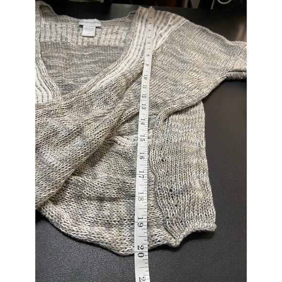 Soft Surroundings Crossover Wrap Sweater Womens M Long Sleeve V Neck Linen Gray - Picture 7 of 11